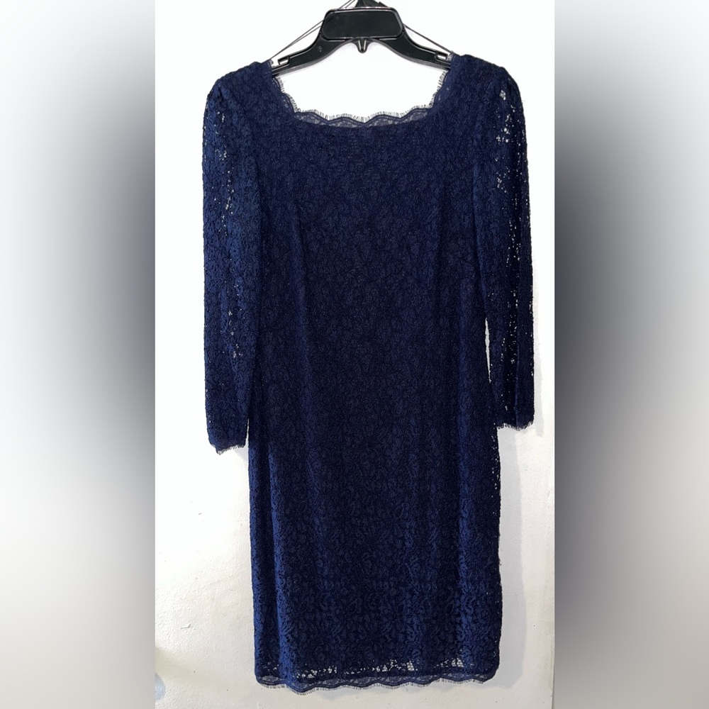 Adrianna Papell - Elegant Navy Lace Dress - Size 8